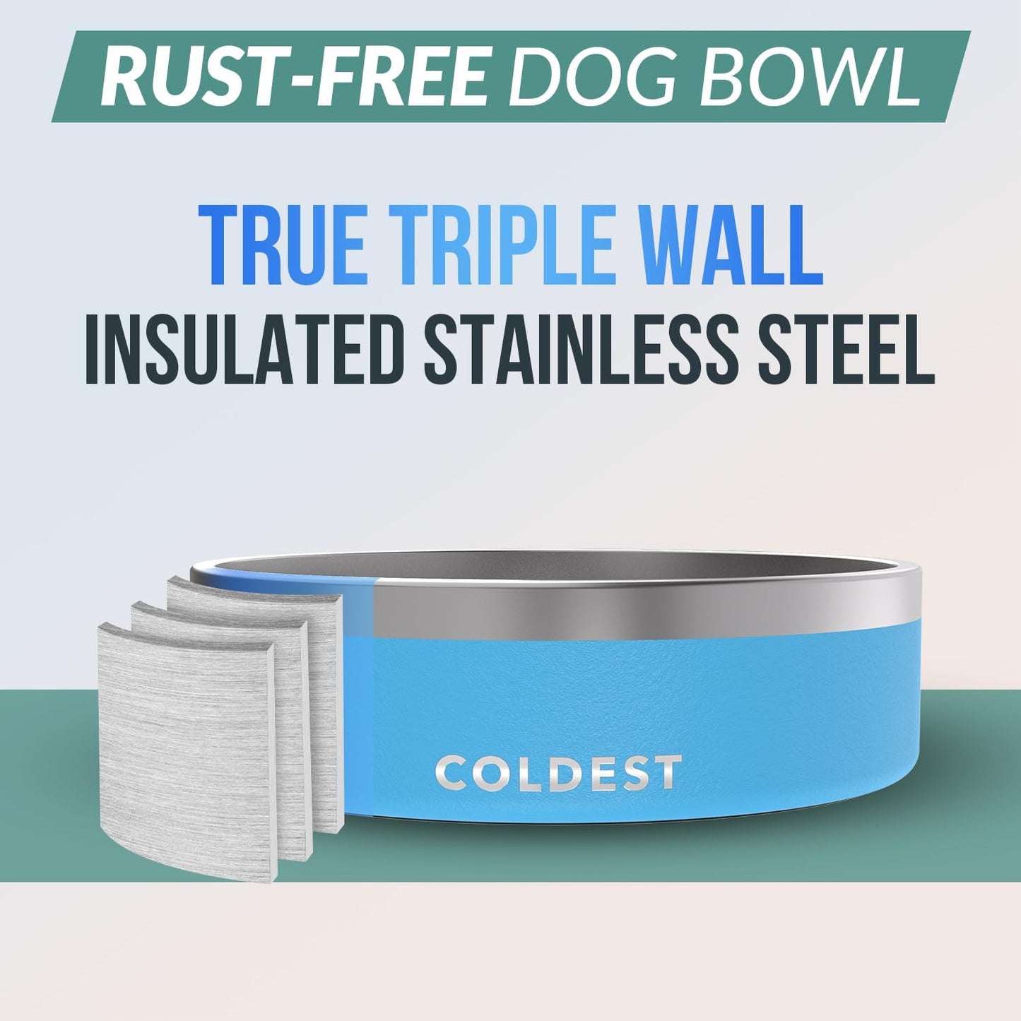 Coldest Dog Bowl - Anti Rust Metal, Non Slip, 3 Layers Insulated Stainless Steel Dog Bowls - Spill Proof & Heavy Duty - Water Bowl for Dogs, Cats & Pets, Dish Washer Safe (21 oz, Stealth Black)