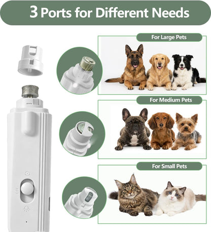 2-in-1 Dog Nail Clipper & Nail Grinder with 2 LED Lights Splash Guard for Large Medium Small Cats Dogs Pets Paw Trimmer Claw Grinders USB Rechargeable White
