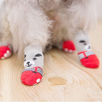 4 Pairs Dog Socks for Small Dogs, Anti Slip Dog Socks, Dog Grip Socks, Soft Pet Puppy Doggie Socks to Prevent Licking, Non Slip Paw Protection for Hardwood Floors Indoor Outdoor (S)