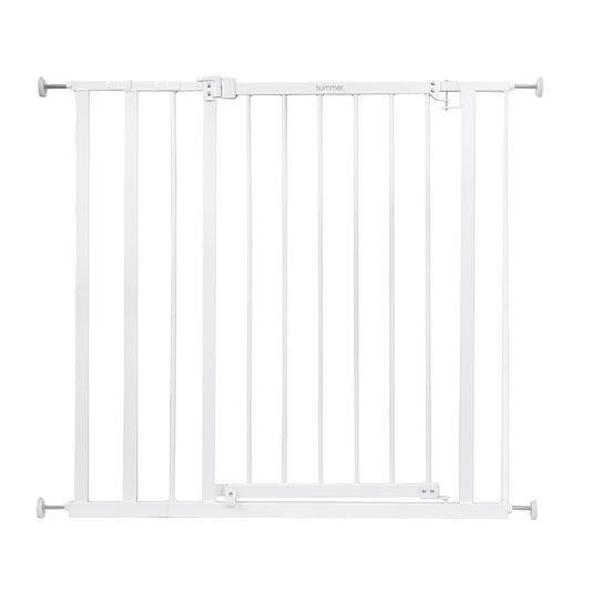 Summer Infant Everywhere Extra Tall & Extra Wide Pet and Baby Gate, 28.75" - 39.75" Wide, 36" Tall, Pressure and Hardware Mounted, Install In-Between Rooms, Doorways and Stairways - White Metal