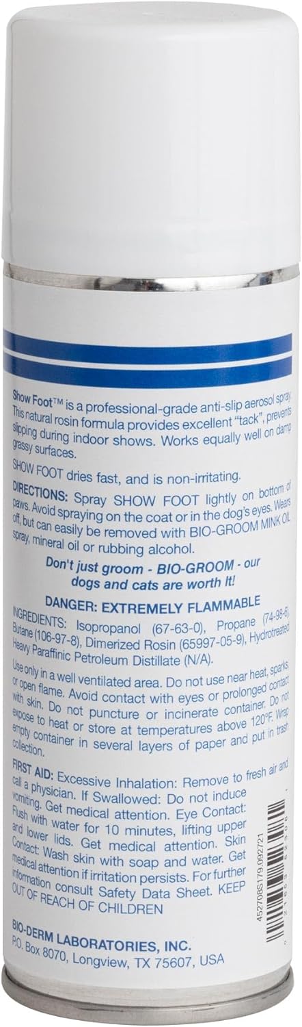 Bio-groom Show Foot Anti-Slip Spray - Dog Paw Protector, Prevents Slipping, Fast-Drying, Cruelty-Free, Made in USA, Dog Grooming Products for Pawfriction - 8 fl oz, 1-Pack