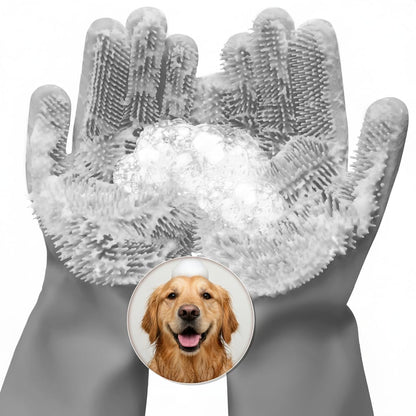 Cat and Dog Shampoo Gloves with 3000 Soft Bristles – 2-in-1 Dog Bath Gloves 11.6", Durable Silicone, Saves Shampoo | Massage, Grooming & Clean Wet or Dry – Made for Every Breed and Coat Style (Blue)