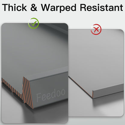 Pet Feeding Mat [Warped Resistant Raised Edge], Water-Proof Silicone Placement for Food Water Bowls, Anti-Slip Base Protect Floor, BPA-Free&Dishwasher-Safe [23.5x13.5inch Large, Gray]