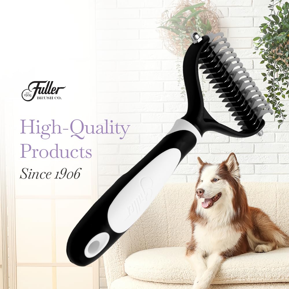 Fuller Brush Slicker Pet Brush - Angled Fine Steel Wires - Ergonomically Designed Rubberized Handle For Comfort & Control - Remove Shedding & Matted Hair - Tool For Grooming Dogs & Cat