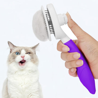 Self Cleaning Slicker Brush - Cat Brush Skin-Friendly Deshedding Grooming Massaging Tool for Long & Short Haired Pets, Cat Hair Brushes Easy Removes Undercoat for Dogs Cats Rabbits - UPGRADED, Blue