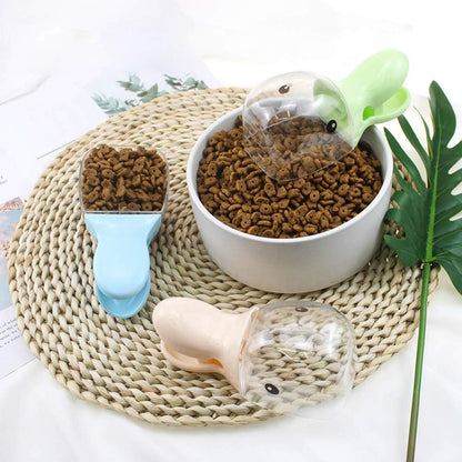 Newooh 2 in 1 Professional Pet Duckbill Shaped Feeding Shovel for Dog Cat Food - Food Package Seal Clip - Cute Duckbill Small Spoon