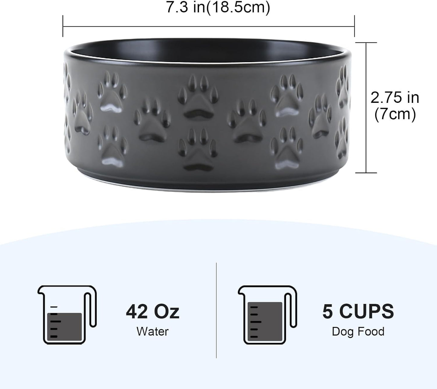 SPUNKYJUNKY Elevated Dog Bowls Ceramic, 6.1'' Dogs and Cat Food Water Bowls Raised with Non-Slip Bamboo Stand for Medium Sized Breed Microwave Dishwasher Safe - 28.7 OZ,Beige
