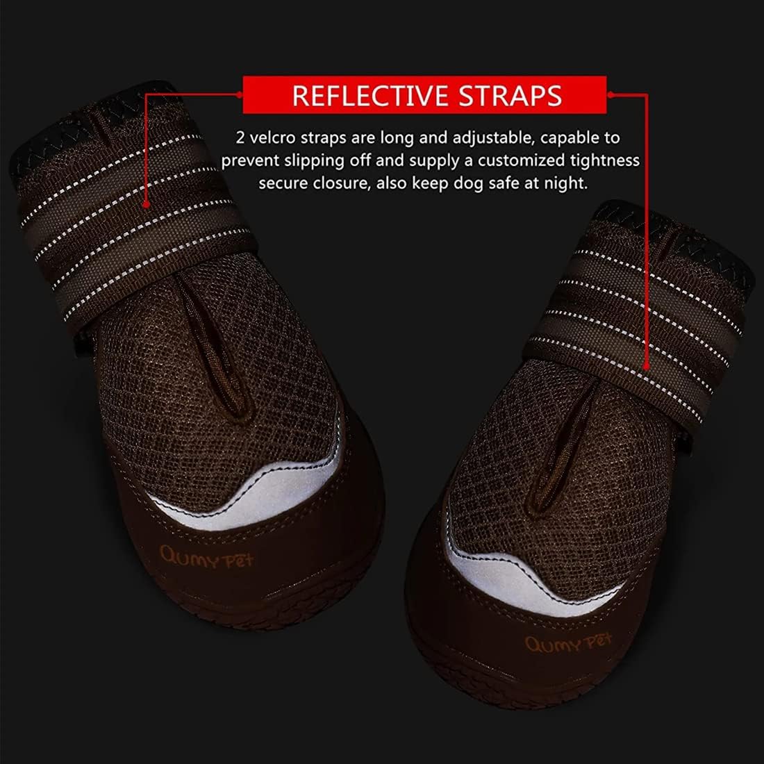 QUMY 4PCS Dog Boots for Large Dogs, Medium Dog Shoes & Paw Protectors for Hot Pavement, Summer Heat Protection, Mesh Breathable Nonslip Dog Booties for Hardfloors, Walking Running Hiking Black Size 6