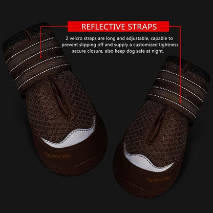QUMY 4PCS Dog Boots for Large Dogs, Medium Dog Shoes & Paw Protectors for Hot Pavement, Summer Heat Protection, Mesh Breathable Nonslip Dog Booties for Hardfloors, Walking Running Hiking Black Size 6