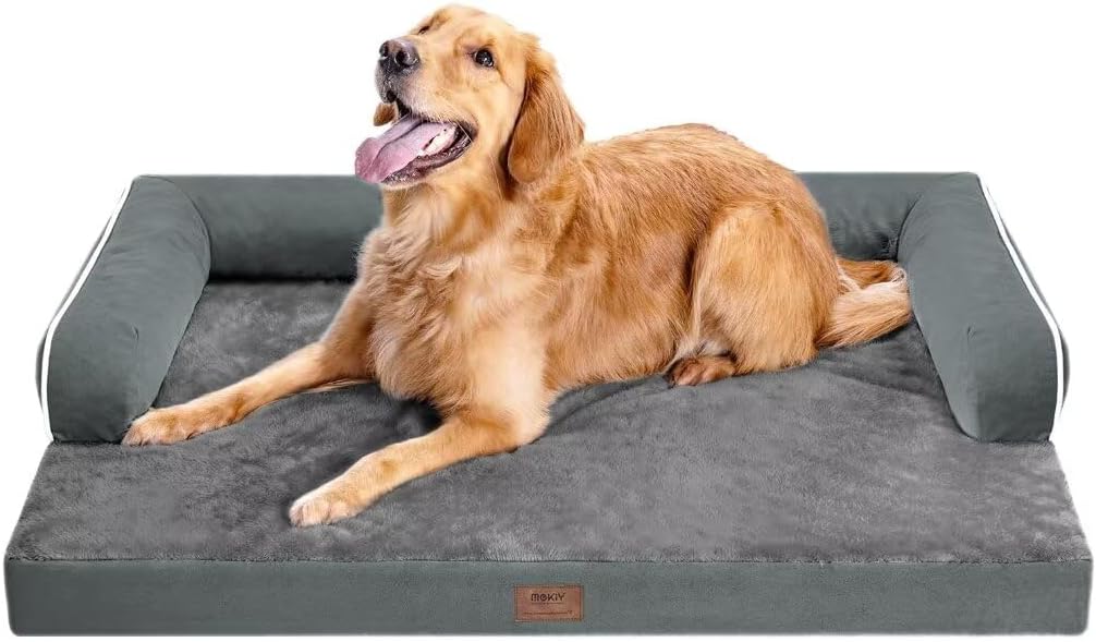 Large Dog Bed Orthopedic Washable - Beds Bolster - Medium XL XLarge Big Dogs - Memory Foam Couch Sofa - Waterproof with Removable Cover