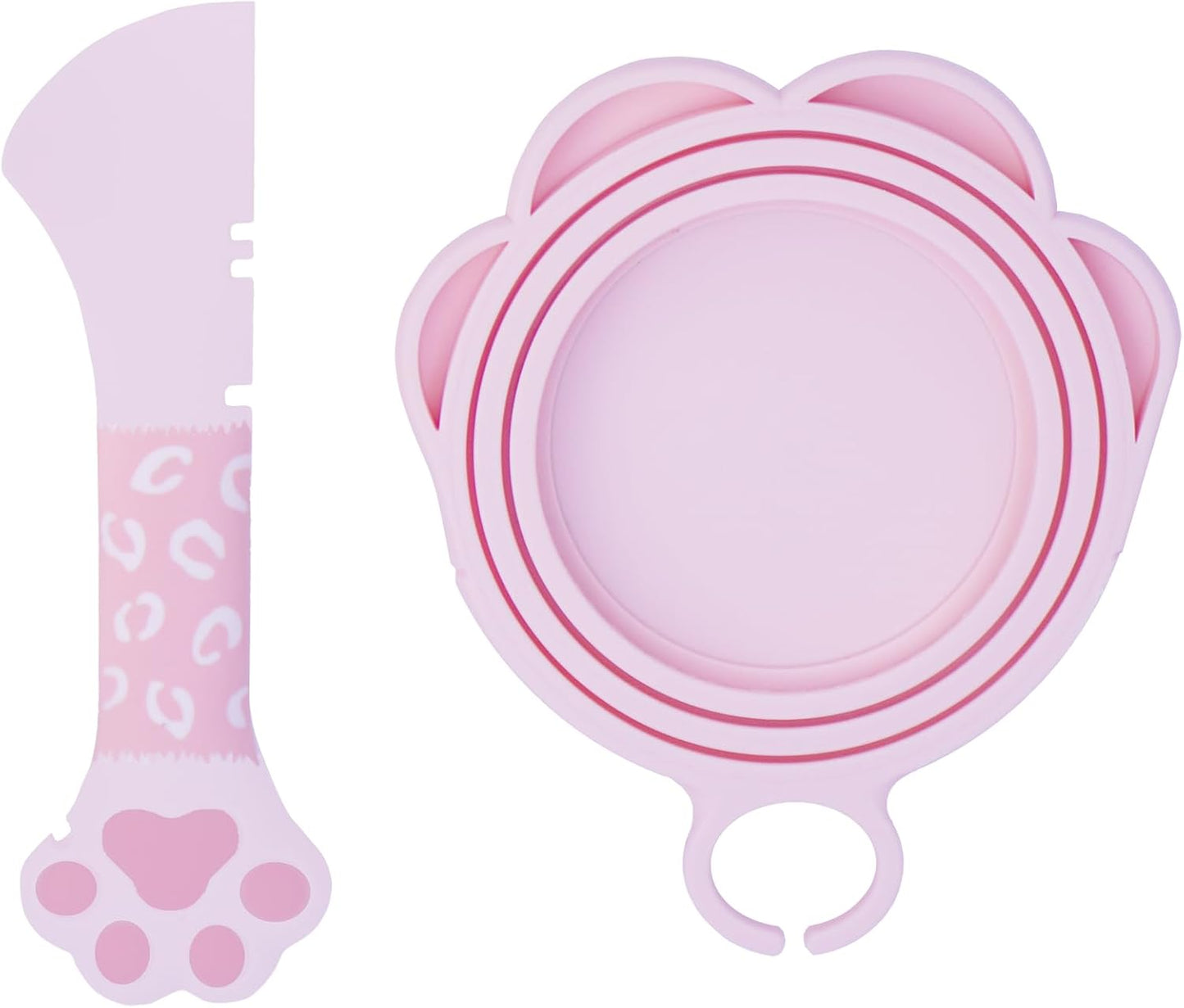 Meow&Woof Cover for Pet Can Food/Cat Wet Food Spoon/Lid for Dog Cans/Cute Paw Shape One Lid One Spoon Pack (Gray)