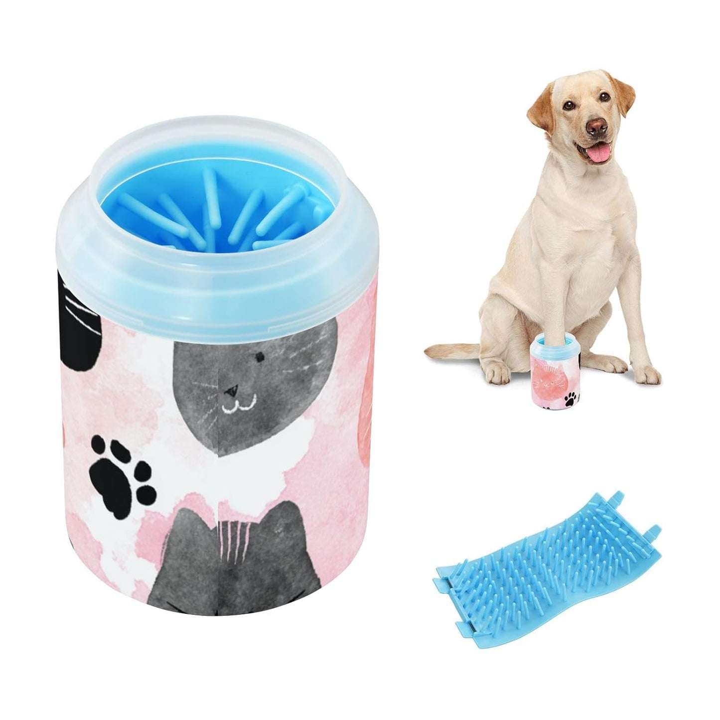 Dog Paw Cleaner Cups for Dogs Pet Foot Washer Paw Scrubber for Medium Small Dogs Cats Cleaning Cup Cute Yellow Fiesta Guitars Cacti and Ethnic Birds