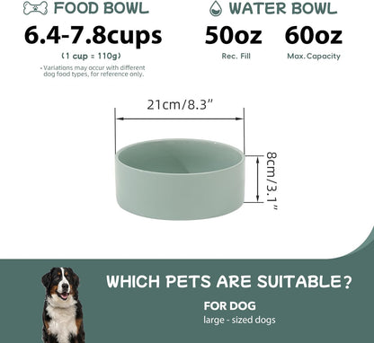 Havniva 8.3inch Ceramic Raised Dog Bowl with Stand, Elevated Dog Bowls for Large Breed Dog Food and Water Bowl Non-Slip Dog Dish Large Capacity Feeding Pet Water Bowl