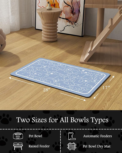 PADOOR Pet Feeding Mat-Absorbent Dog Mat for Food and Water Bowl-No Stains Easy Clean Dog Food Mat-Quick Dry Water Dispenser-Puppy Supplies Accessories