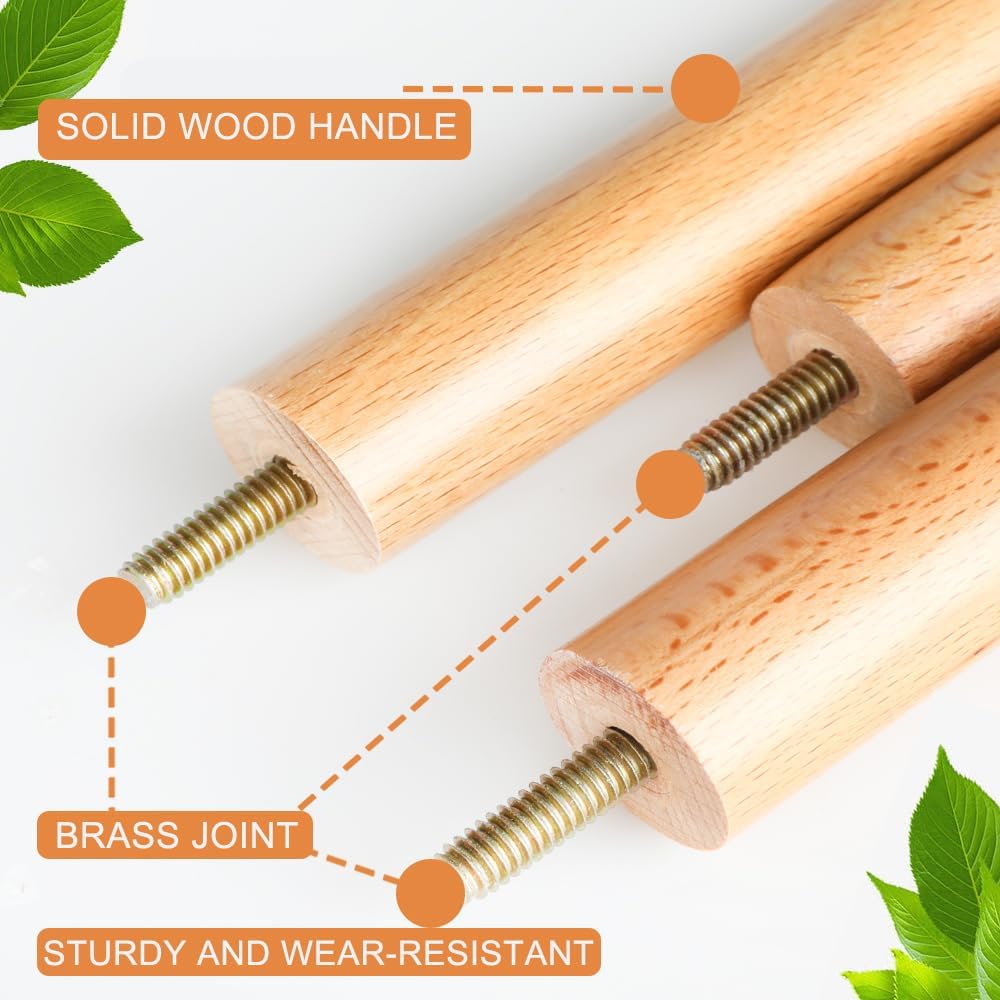 Gloffer Indoor Wood Wool Broom,Ultra Soft Bristles Broom with Long Handle,Sweeping Kitchen Brooms for Home Cleaning,Floor,Office