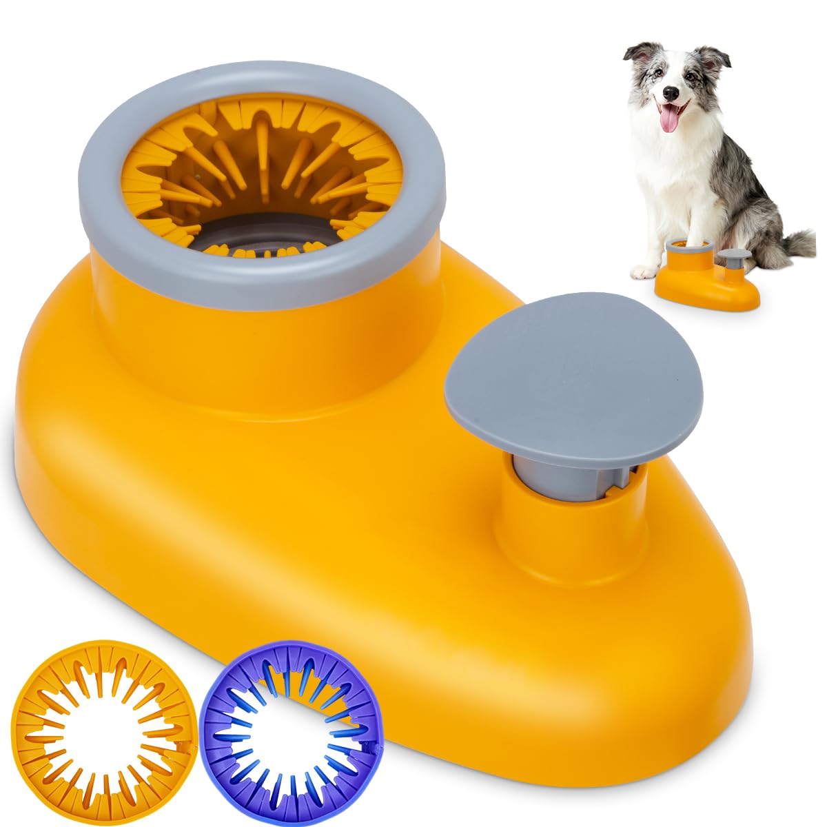 Heavy-Duty Dog Paw Cleaner for Large & XL Breeds, Manual Press & Step Pedal Wash Cup with Safe Silicone Brush, Portable Pet Foot Washer