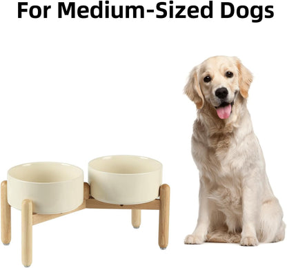 Havniva 8.3inch Ceramic Raised Dog Bowl with Stand, Elevated Dog Bowls for Large Breed Dog Food and Water Bowl Non-Slip Dog Dish Large Capacity Feeding Pet Water Bowl
