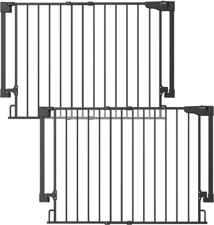 Cumbor 29.2–43" Baby Gate for Stairs, Hardware Mounted (Drill Required), Expandable No Bottom Bar Dog Gate, Auto Close Extra Wide Walk Thru, Pet & Toddler Proof Gate, Top & Bottom of Stairways(Black)