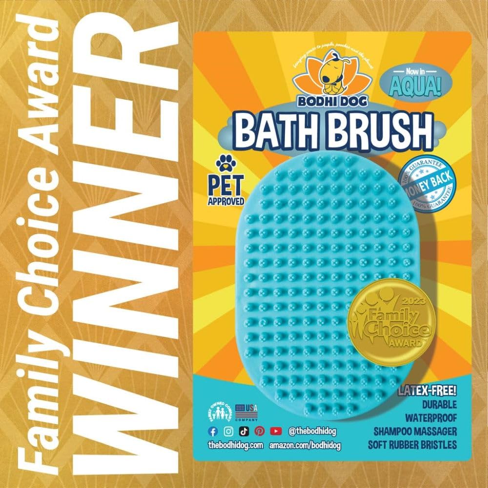 Bodhi Dog Shampoo Brush - Pet Grooming & Bath Supplies for Dogs and Cats - Bath Brush for Long & Short Hair - Premium Scrubber for Shower, Bathing & Massage (One Pack, Blue)