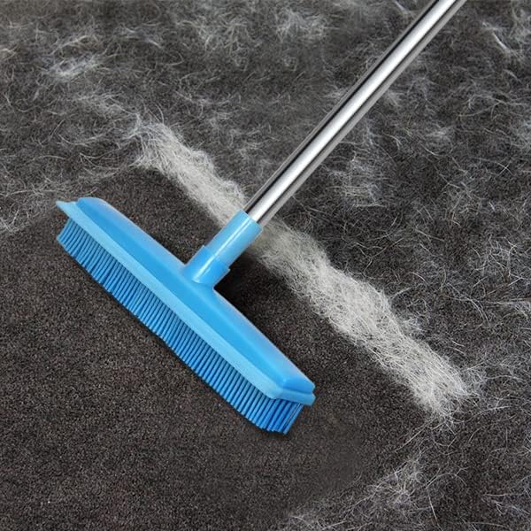 Rubber Broom and Pet Hair Removal Brush Set for Carpet, Fur Remover Broom with Squeegee for Wooden Floor, Detailing Lint Remover Brush for Pet Dog Cat Hair Car Interior