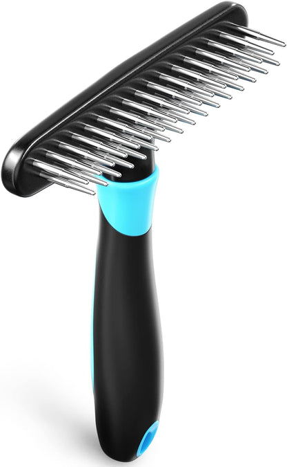 DOGI Deshedding Brush Comb - Undercoat Rake for Dogs, Cats, Short, Long Hair Coats - Double Row Stainless Steel Pins - Reduce Shedding by 90% (Green)