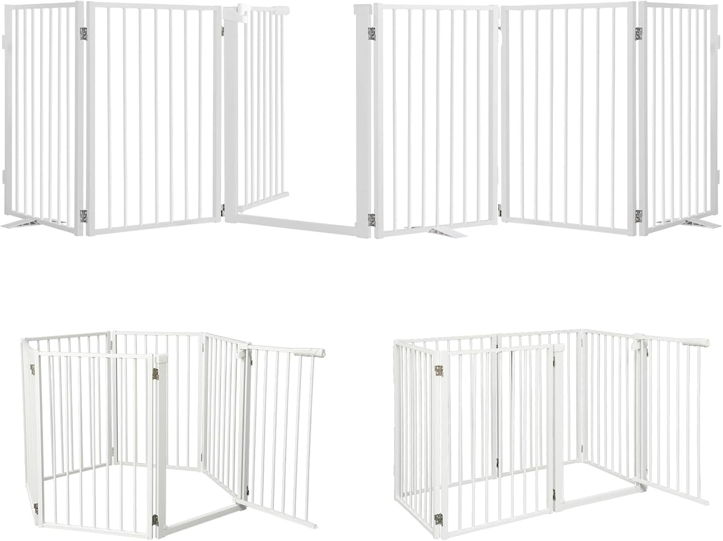 Snagle Paw Full Metal Freestanding Dog Gate,Indoor Dog Gate with Floor Protect Support Feet, 40x24 Inches Foldable Dogs Barrier for Stairs, Hallways and Doorways (24'' H 2 Panel, White