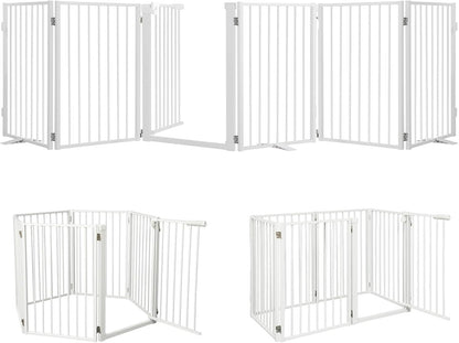 Snagle Paw Full Metal Freestanding Dog Gate,Indoor Dog Gate with Floor Protect Support Feet, 40x24 Inches Foldable Dogs Barrier for Stairs, Hallways and Doorways (24'' H 2 Panel, White