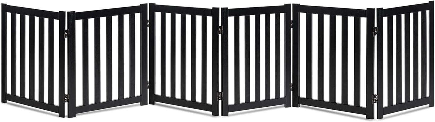 LZRS 2-Panel Wooden Free Standing Foldable Dog Gate Indoor – Solid Hardwood 24" High, Step-Over Safety Pet Gate for Doorways, Stairs & Small Spaces - Indoor Use, White