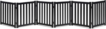 LZRS 2-Panel Wooden Free Standing Foldable Dog Gate Indoor – Solid Hardwood 24" High, Step-Over Safety Pet Gate for Doorways, Stairs & Small Spaces - Indoor Use, White