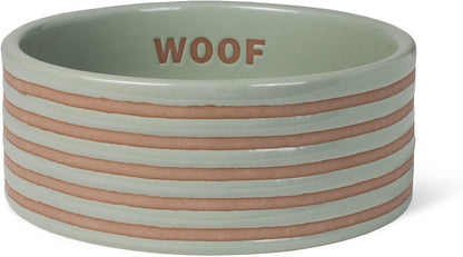 Fringe Studio Matte Speckled Green Medium Raised Stoneware Feeder W/Stainless Steel Insert (7" Diameter x 5.5" H, 26 fl.oz.), PetShop Collection (453MD001)