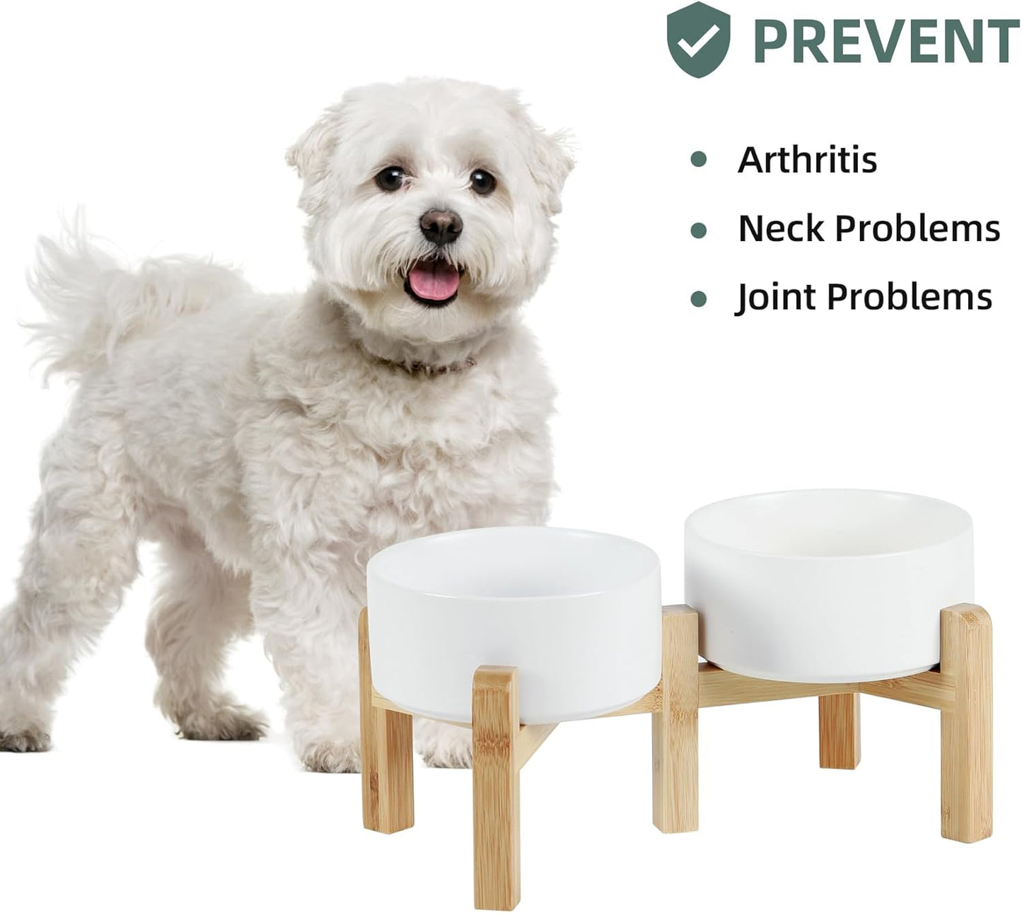 Havniva 8.3” Dog Bowls Elevated Ceramic Dog Food and Water Bowl, Raised Dog Water Bowl with Stand Non-Slip Rubber Base Large Capacity Feeding Pet Food Bowl for Large Dogs
