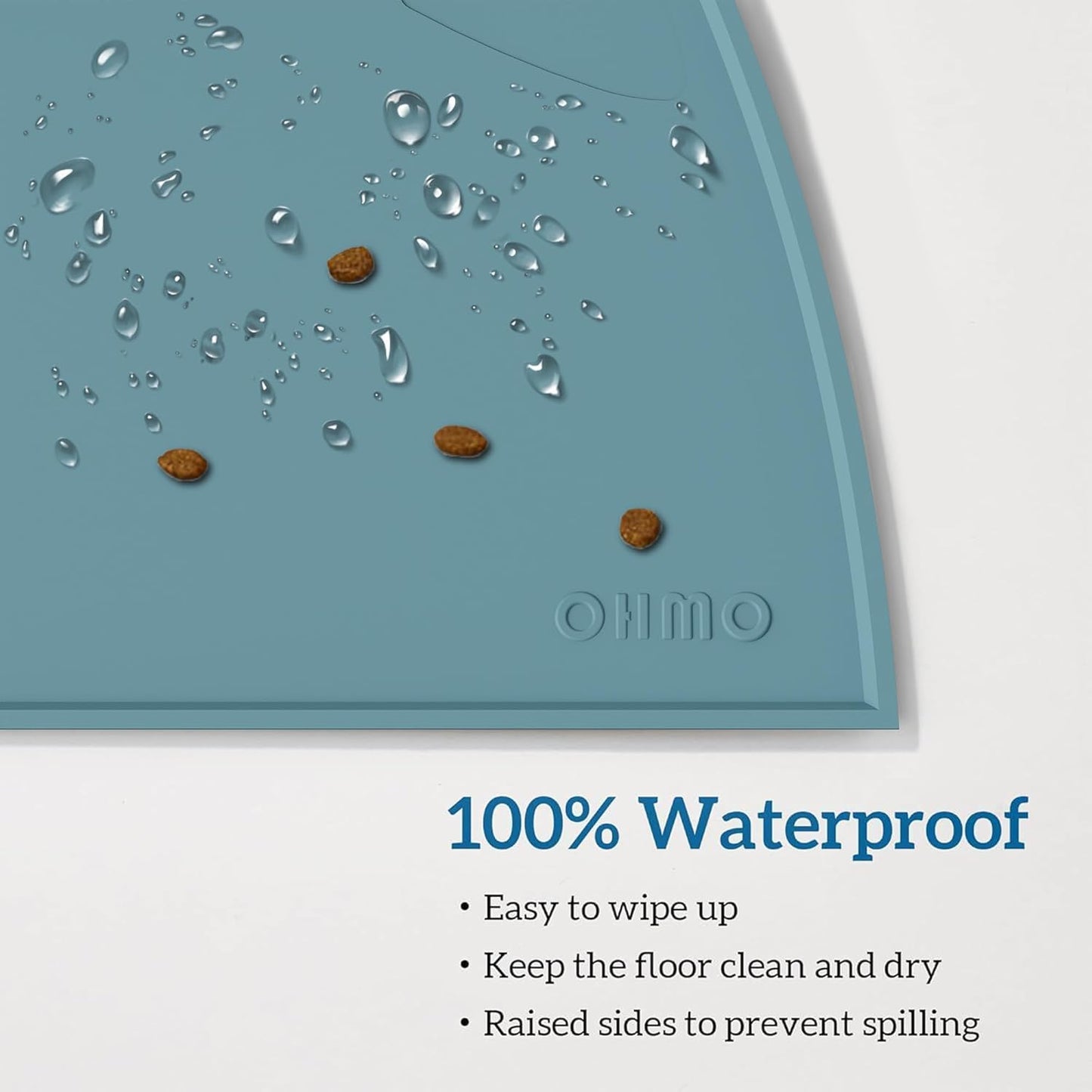 OHMO - Cat Food Mat, Silicone Pet Feeding Mat for Floor Non-Skid Waterproof Dog Water Bowl Tray, Easy to Clean Pet Placemat (Erythrinus, 18 * 9.8'')