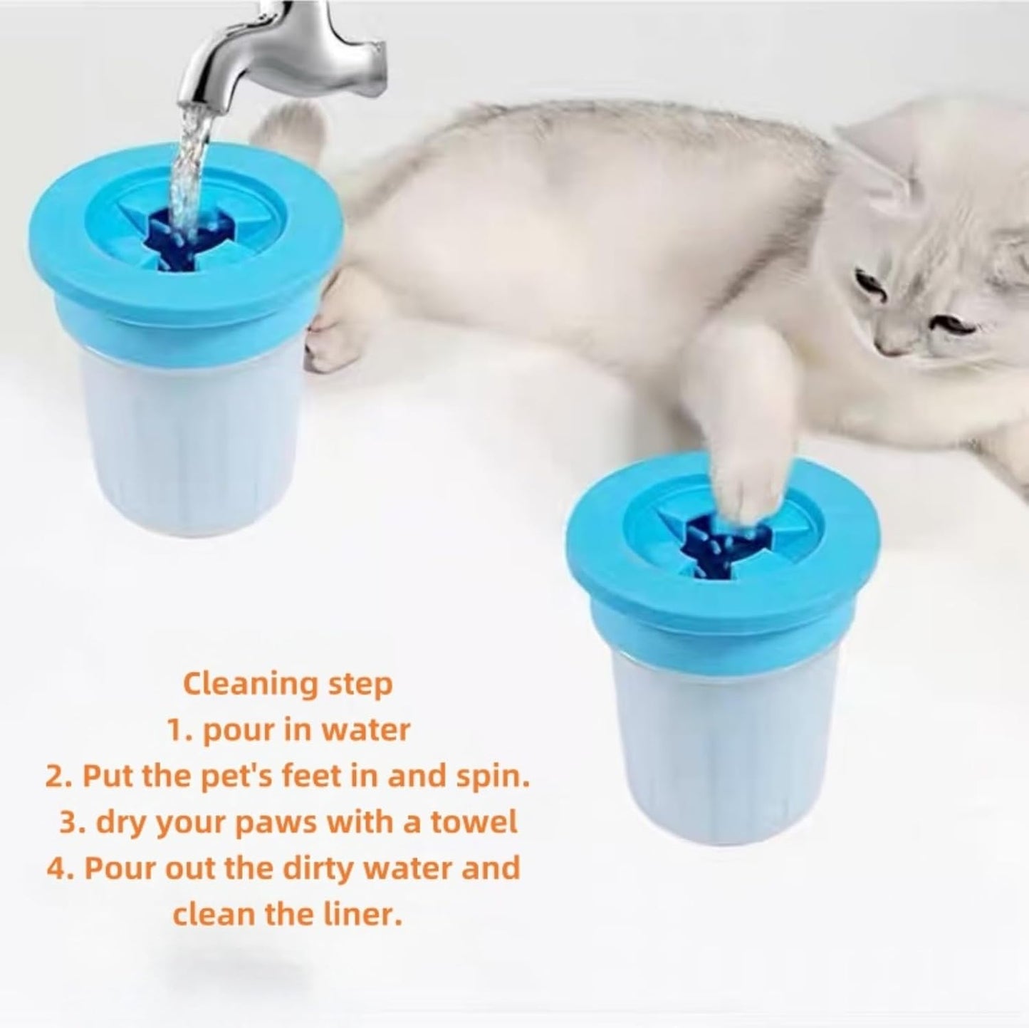 Portable dog claw cleaner, portable pet silicone cleaning cup, gift for pet lovers -2-piece (blue)
