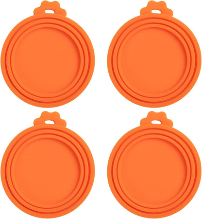 PINE & LINEN 4 Pcs 2.5inch Durable Pet Can Lids, Silicone Small Pet Can Covers Waterproof Cat Food Cans Lids for 3 oz Cat Food Cans（Yellow+Red+Pink+Blue）