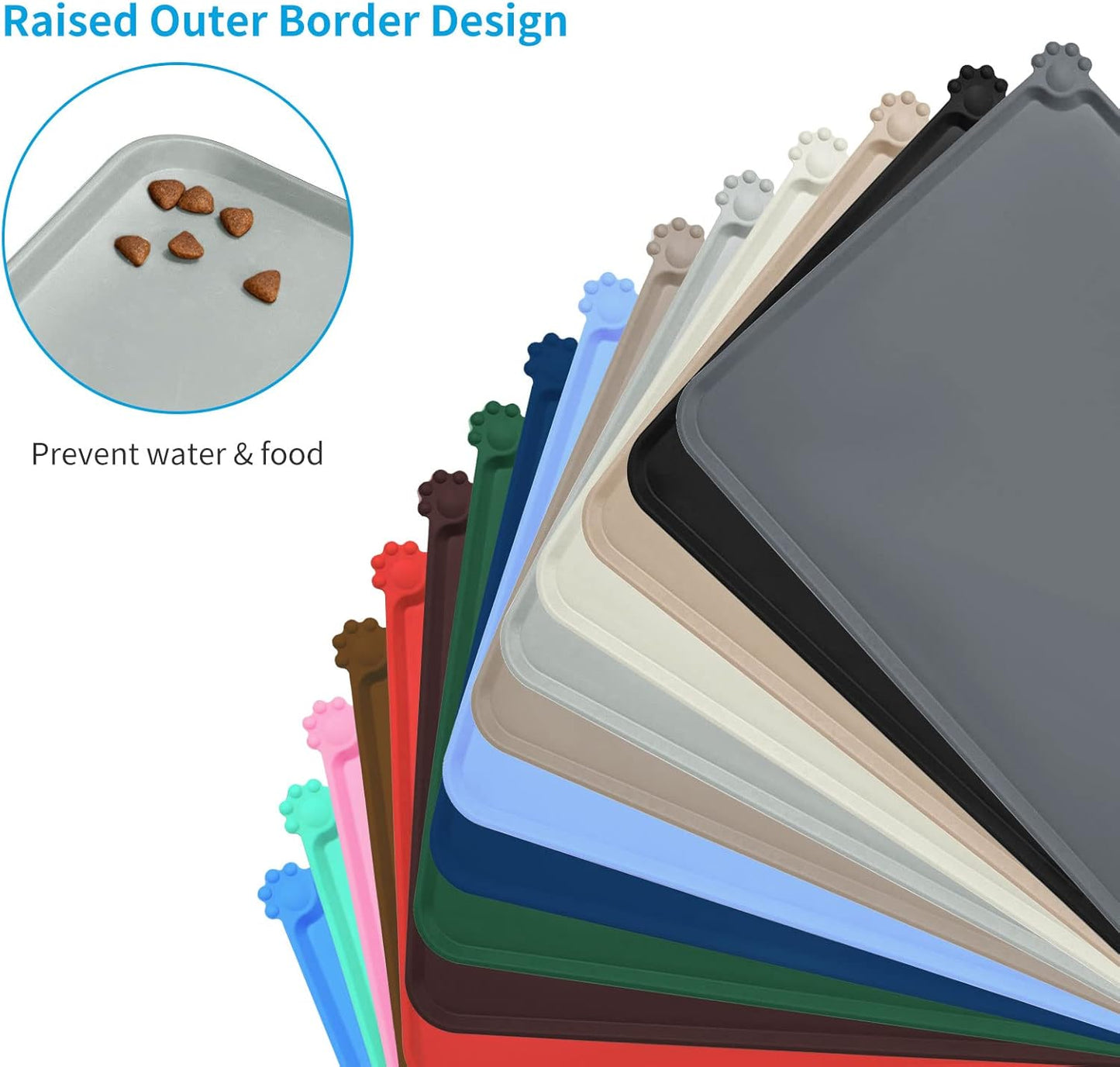AUDWUD Silicone Waterproof Pet Feeding Mats,Anti Slip Bowl Pad,Dog Mat for Food and Water
