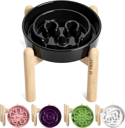 LE TAUCI Dog Bowls Slow Feeder Ceramic, 1.5 Cup Slow Feeding Bowl for Small and Medium Breed, Puzzle Dog Food Bowl for Fast Eater, Maze Purple