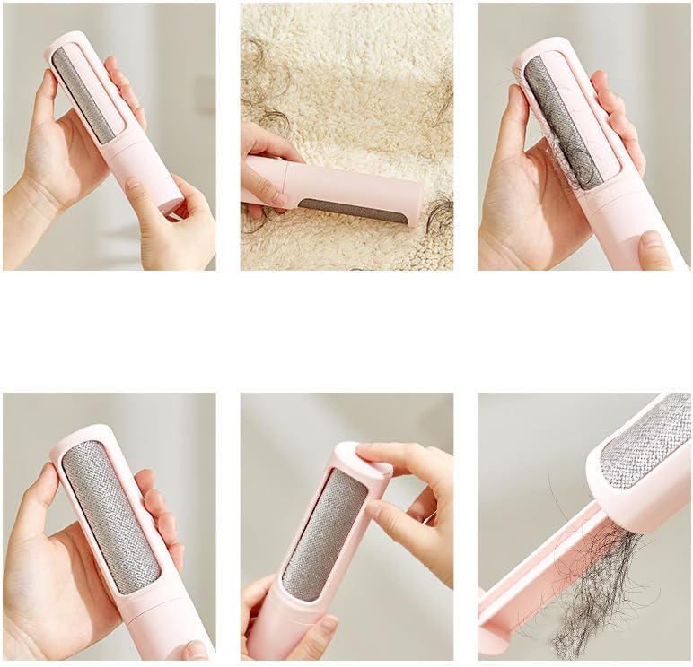 Pet Hair Remover Roller – 360° Self-Cleaning, Reusable Lint Roller for Pet Hair on Couch, Clothes, Car & Bed – Dog & Cat Fur Remover Brush – Pink