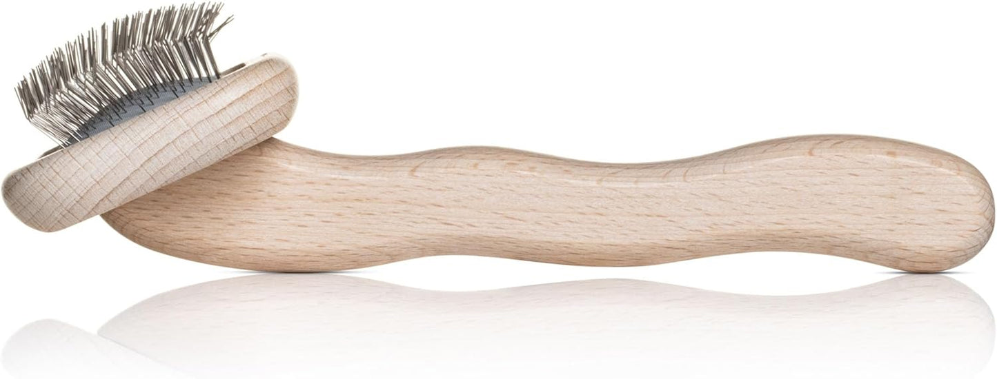 Chris Christensen Mark III Slicker Brush for Dogs, 12mm Pins, Groom Like a Pro, Handcrafted Lightweight Beechwood Ergonomic Handle, Stainless Steel Pins, A5III Medium. Made in Germany.