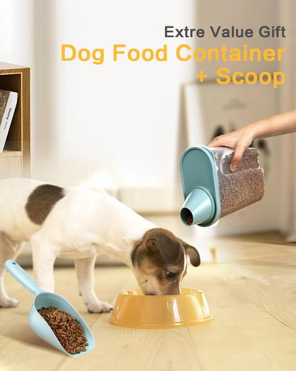 ANVS Dog Food Storage Container-Up to 30Lbs Collapsible Dog Food Container with Airtight Lids, Scoop and 2.5L Small Pet Food Storage Container Dry Food For Dog, Cat and Other Pet Food (Green)