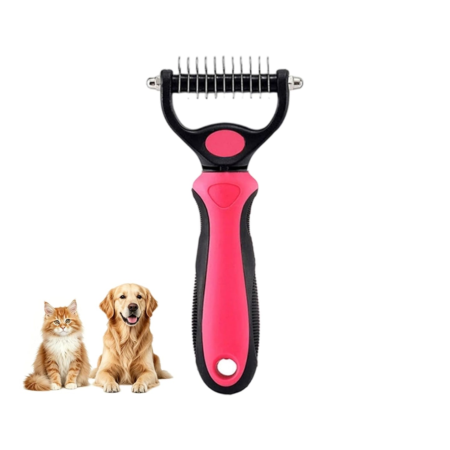 Dematting Comb for Dogs and Cats, Undercoat Rake Pet Brush for Long Hair, Deshedding Dog Brush Removes Tangles Knots and Loose Fur, Grooming Tool for Thick Coats (Blue L)