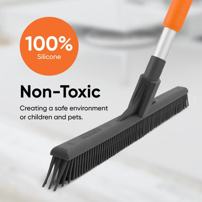 Superio 16"" Slim Silicone Salon Broom - Carpet Rake for Liquid, Human Hair, and Pet Hair, and Fur Space Saving and Easy to Wash, 12811274