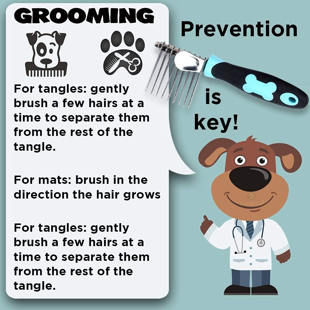 SunGrow Poodle Dog & Bunny Comb Dematting and Detangler Long Hair, Thick Undercoat Brush, for Rabbit, Persian, Maine coon Cat