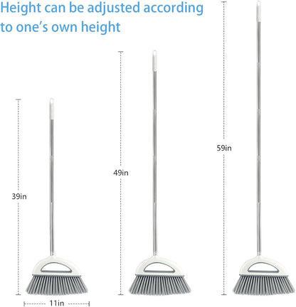 Angle Broom for Hardwood Floors - Soft Bristled Kitchen Broom, Indoor & Office Use (Off White)