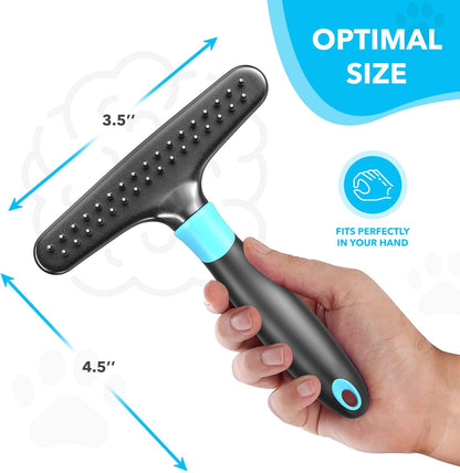 DOGI Deshedding Brush Comb - Undercoat Rake for Dogs, Cats, Short, Long Hair Coats - Double Row Stainless Steel Pins - Reduce Shedding by 90% (Green)