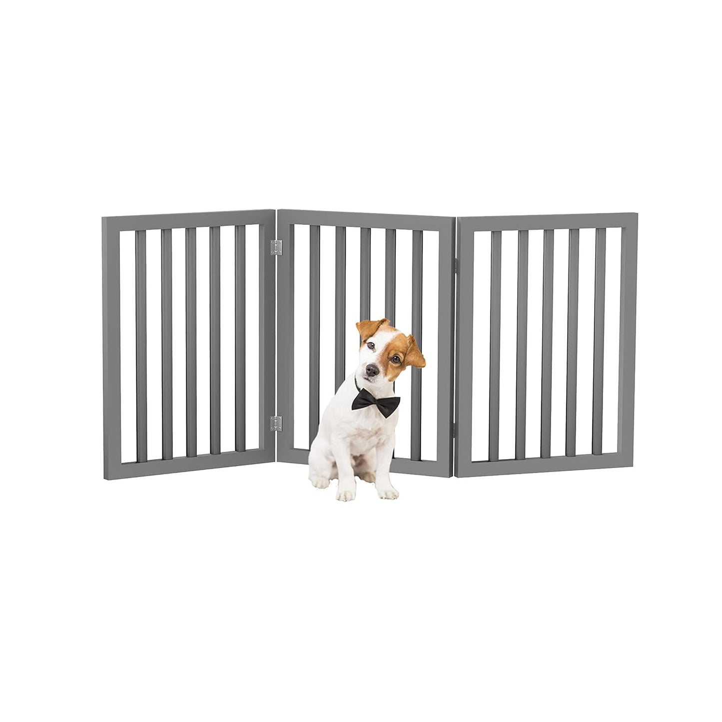 Pet Gate - 3-Panel Indoor Foldable Dog Fence for Stairs, Hallways, or Doorways - 55x24-Inch Retractable Freestanding Dog Gates by PETMAKER (White)