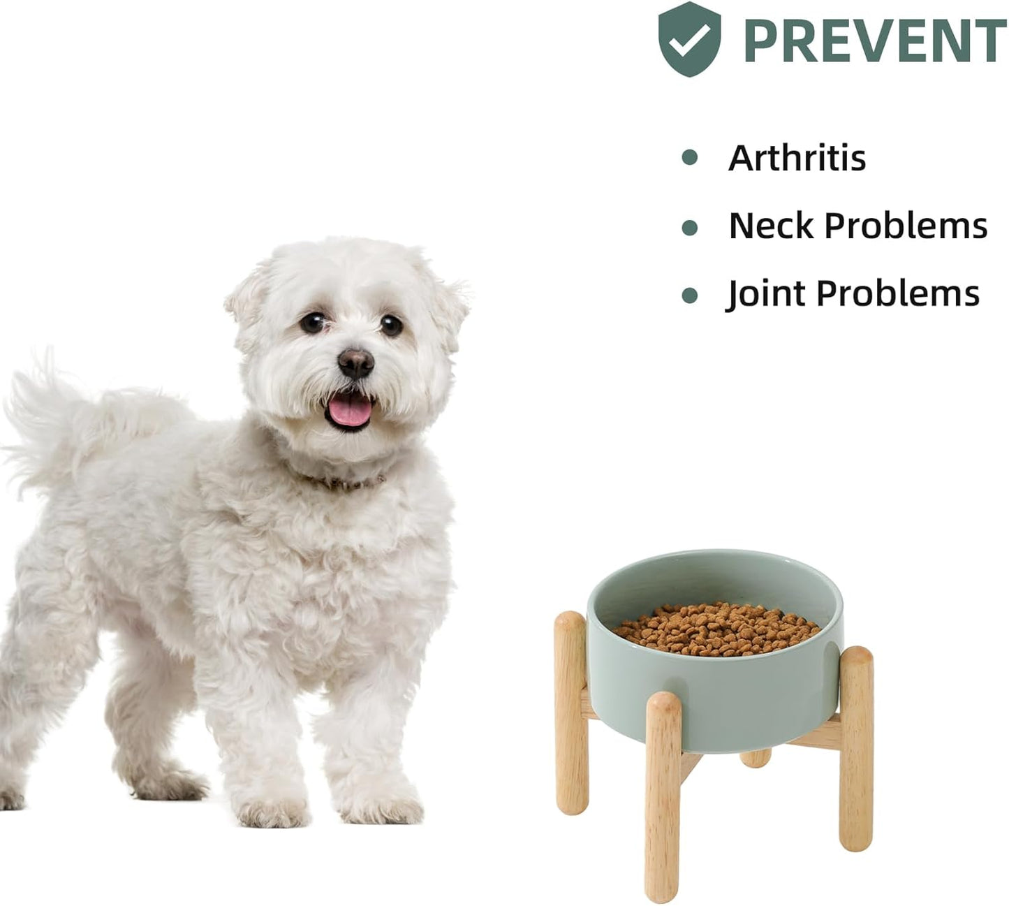 Havniva 8.3inch Ceramic Raised Dog Bowl with Stand, Elevated Dog Bowls for Large Breed Dog Food and Water Bowl Non-Slip Dog Dish Large Capacity Feeding Pet Water Bowl