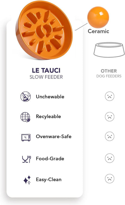 LE TAUCI Dog Bowls Slow Feeder Ceramic, 1.5 Cup Slow Feeding Bowl for Small and Medium Breed, Puzzle Dog Food Bowl for Fast Eater, Maze Purple