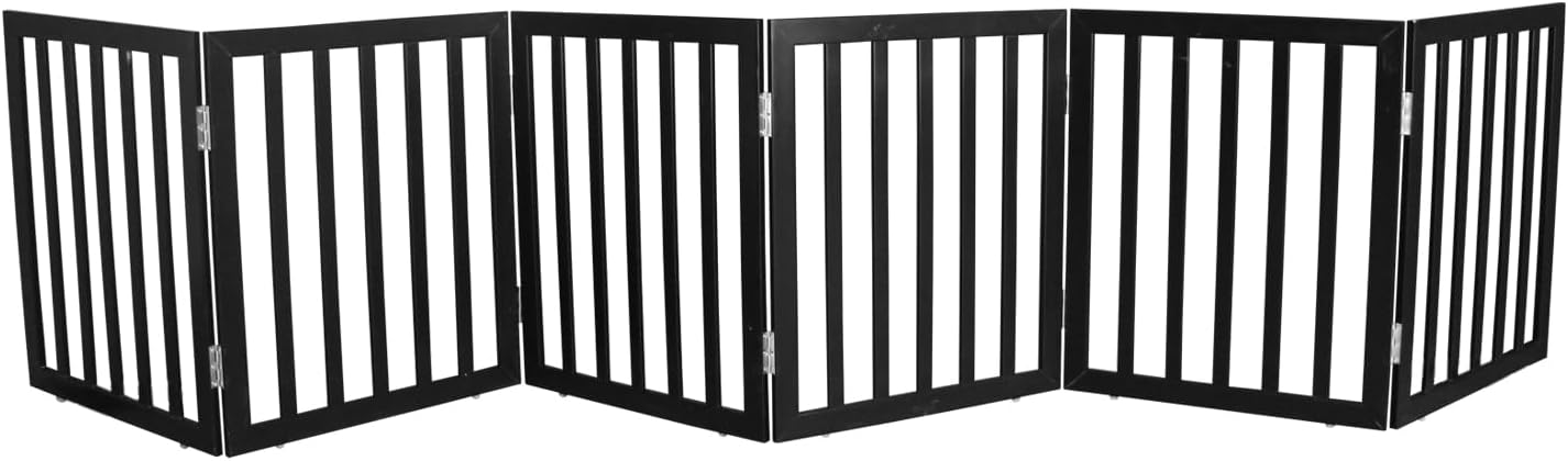 Dog Gate Indoor, Freestanding Dog Fence for The House, Doorways, Hallways,or Stairs,Pet Gate Foldable Wooden,Expandable 24" Height 3 Panels,White