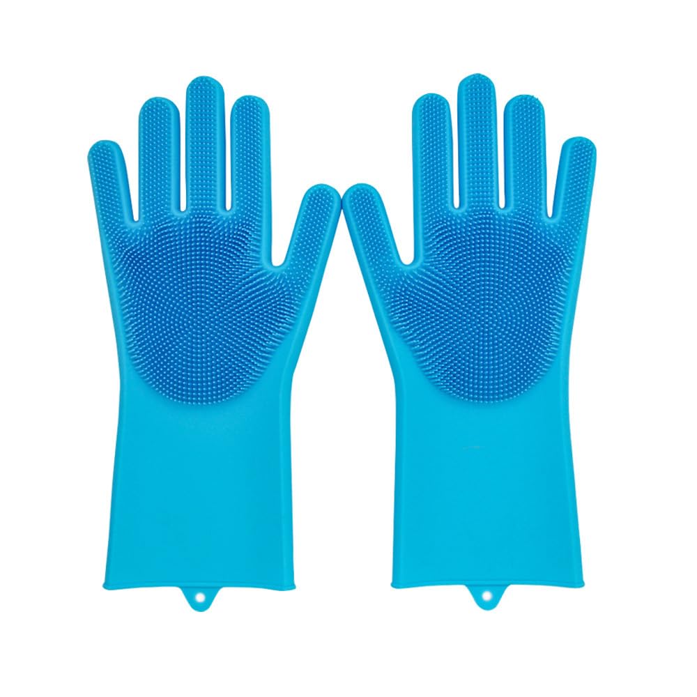Pet Grooming Gloves Silicone Gloves with High-Density Teeth Enhanced Five Finger Design for Dogs Cats Bathing Massaging (Grey)