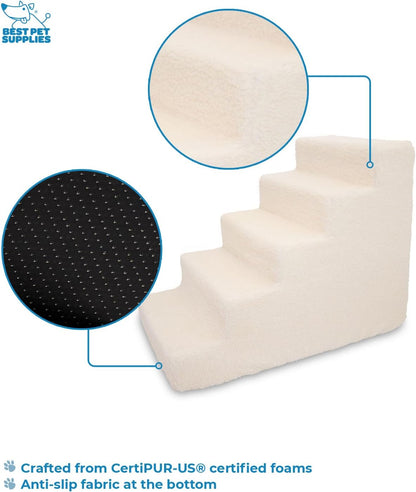 Best Pet Supplies Dog Stairs & Steps - Foam Steps for Small Dogs & Cats, Non-Slip Indoor Balanced Pet Step Support, Dog Ramp, No Assembly, Ash Gray Linen, 2-Step (12-inch Height)